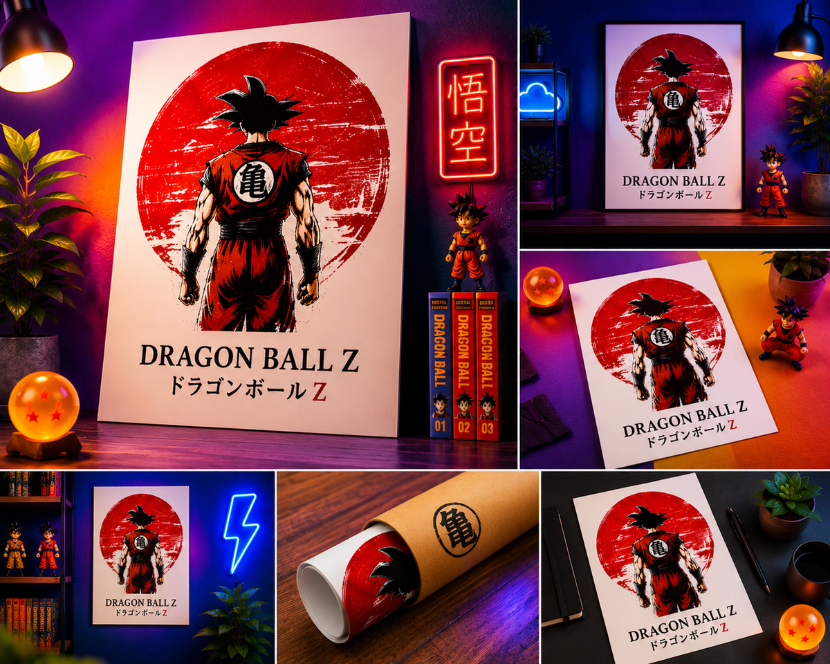 Goku Red Sun A3 Anime Poster | Premium 300 GSM Wall Art for Bedroom, Gaming Room & Office
