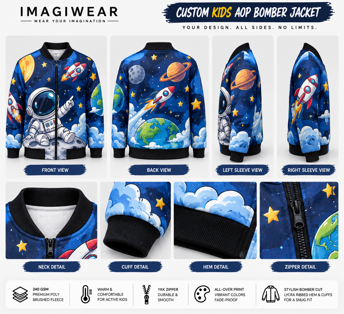Custom Kids AOP Bomber Jacket