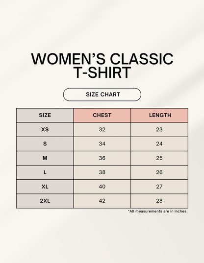 Women's Funny Dog Graphic T-Shirt size chart - IMAGIWEAR casual cotton tee sizing guide XS to XXL