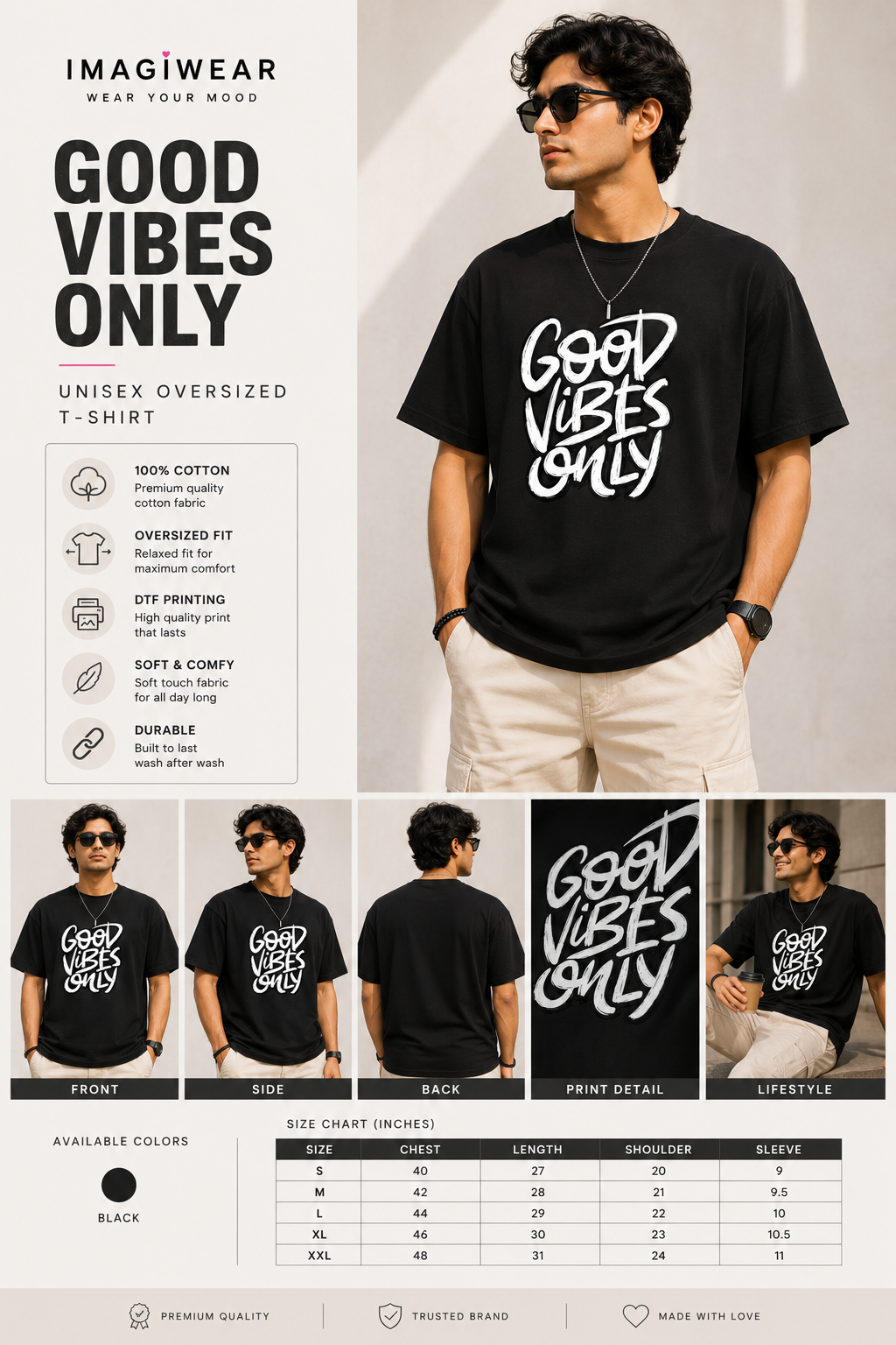 Good Vibes Only Regular Fit Graphic T-Shirt