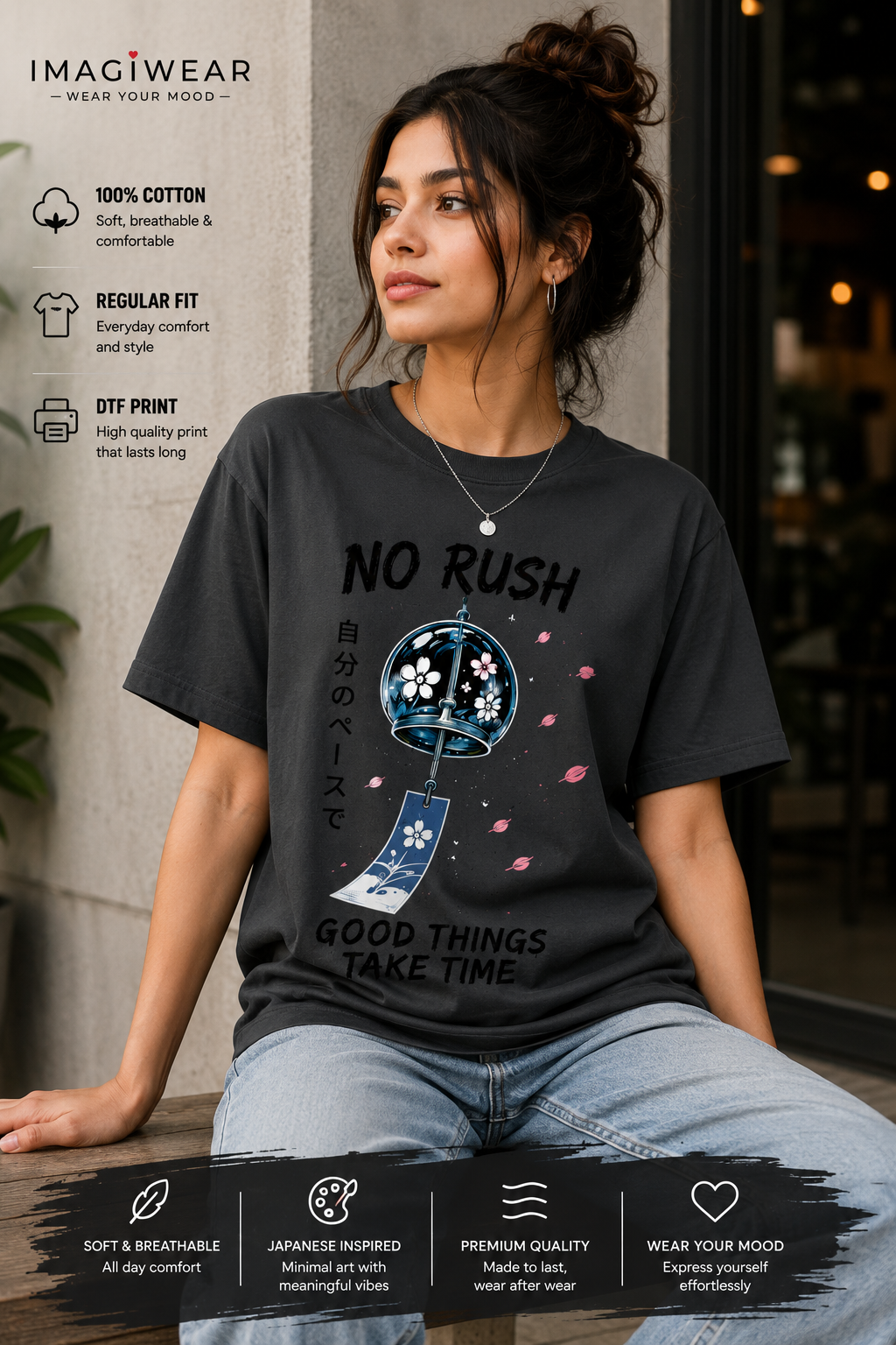 No Rush Good Things Take Time Regular Fit T-Shirt