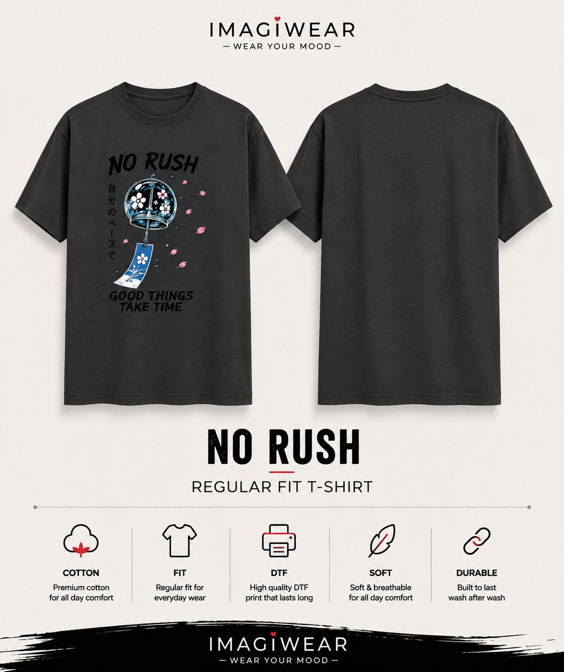 No Rush Good Things Take Time Regular Fit T-Shirt