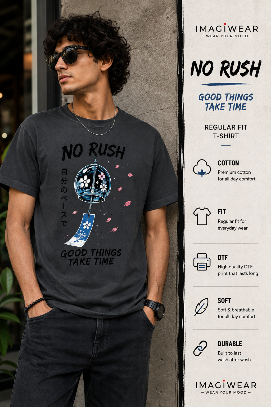 No Rush Good Things Take Time Regular Fit T-Shirt
