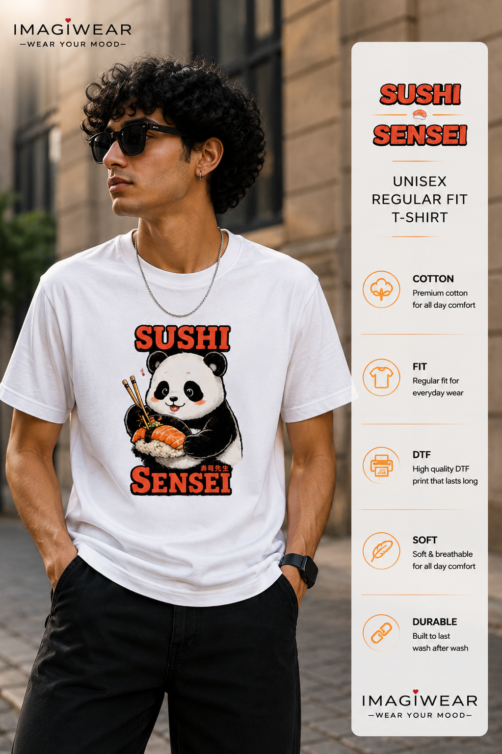 Sushi Sensei Panda – Anime-Inspired Sushi Graphic T-Shirt