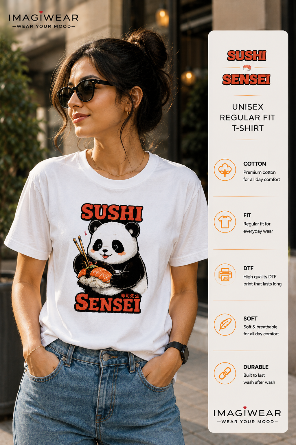 Sushi Sensei Panda – Anime-Inspired Sushi Graphic T-Shirt