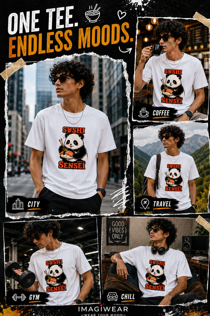 Sushi Sensei Panda – Anime-Inspired Sushi Graphic T-Shirt