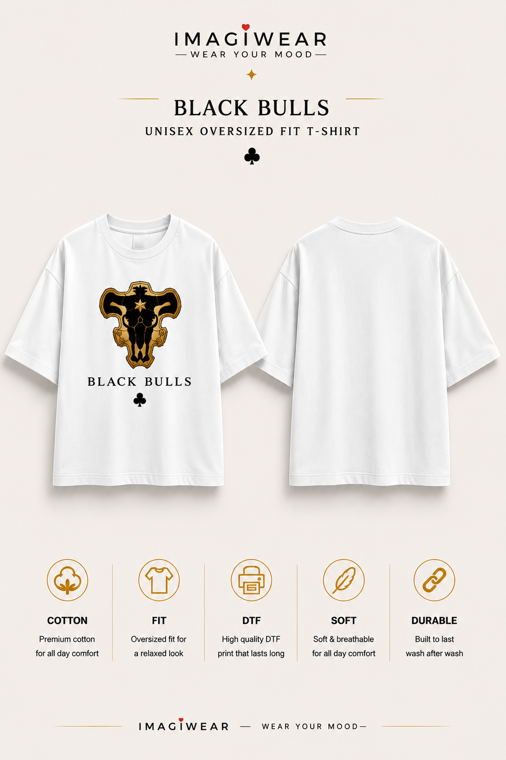 Black Bulls Anime Graphic Oversized T-Shirt – Unisex 240 GSM