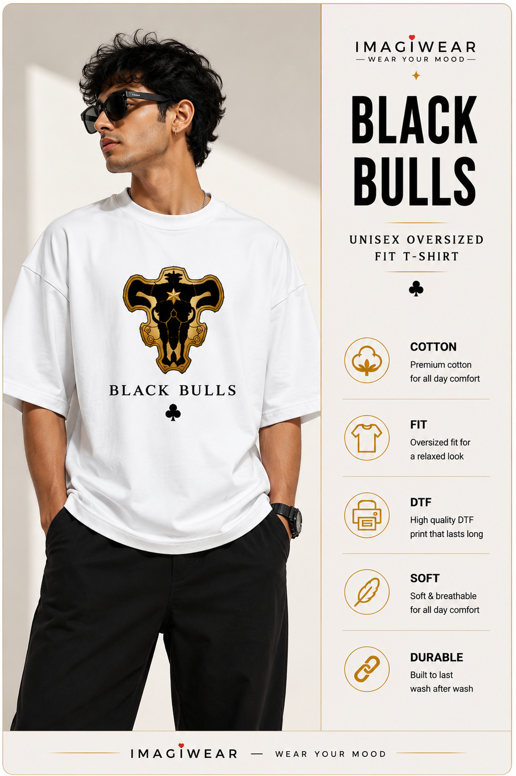 Black Bulls Anime Graphic Oversized T-Shirt – Unisex 240 GSM