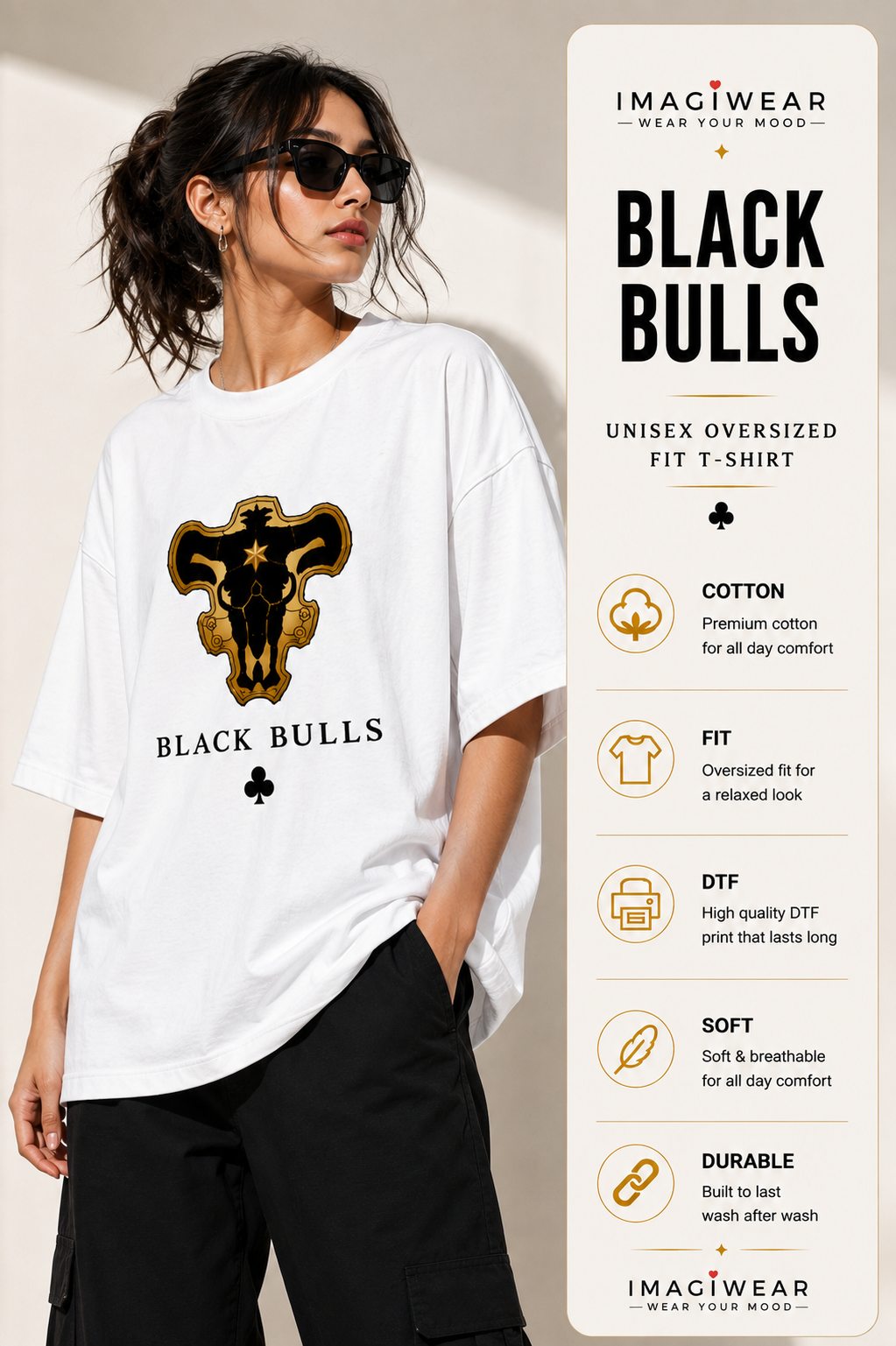Black Bulls Anime Graphic Oversized T-Shirt – Unisex 240 GSM