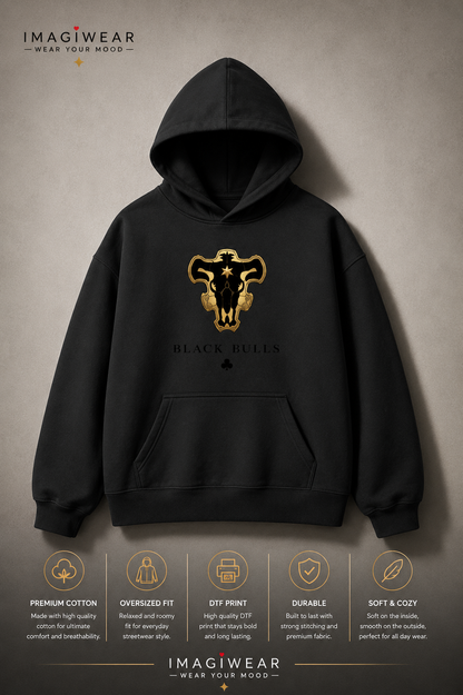 Black Bulls Anime Graphic Hoodie – Unisex 300 GSM