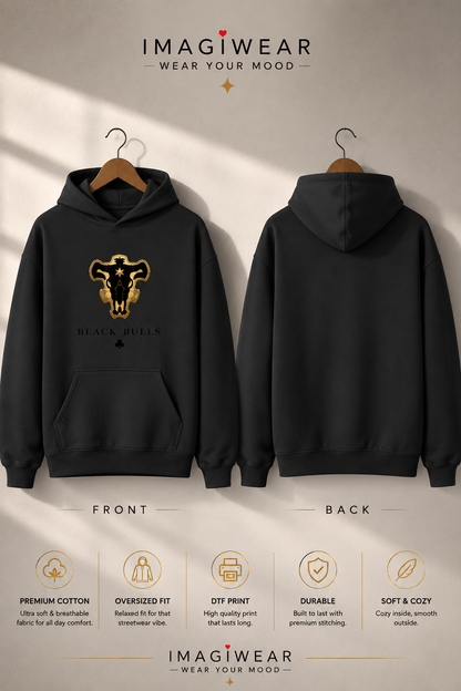 Black Bulls Anime Graphic Hoodie – Unisex 300 GSM