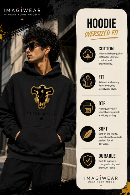 Black Bulls Anime Graphic Hoodie – Unisex 300 GSM