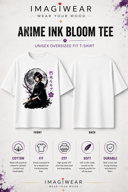 Rukia Moonlight Samurai Anime Oversized T-Shirt – Unisex 240 GSM