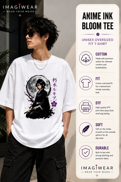 Rukia Moonlight Samurai Anime Oversized T-Shirt – Unisex 240 GSM