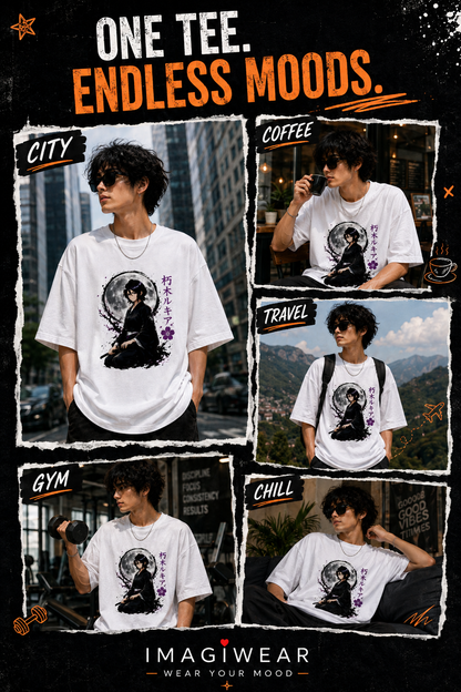 Rukia Moonlight Samurai Anime Oversized T-Shirt – Unisex 240 GSM