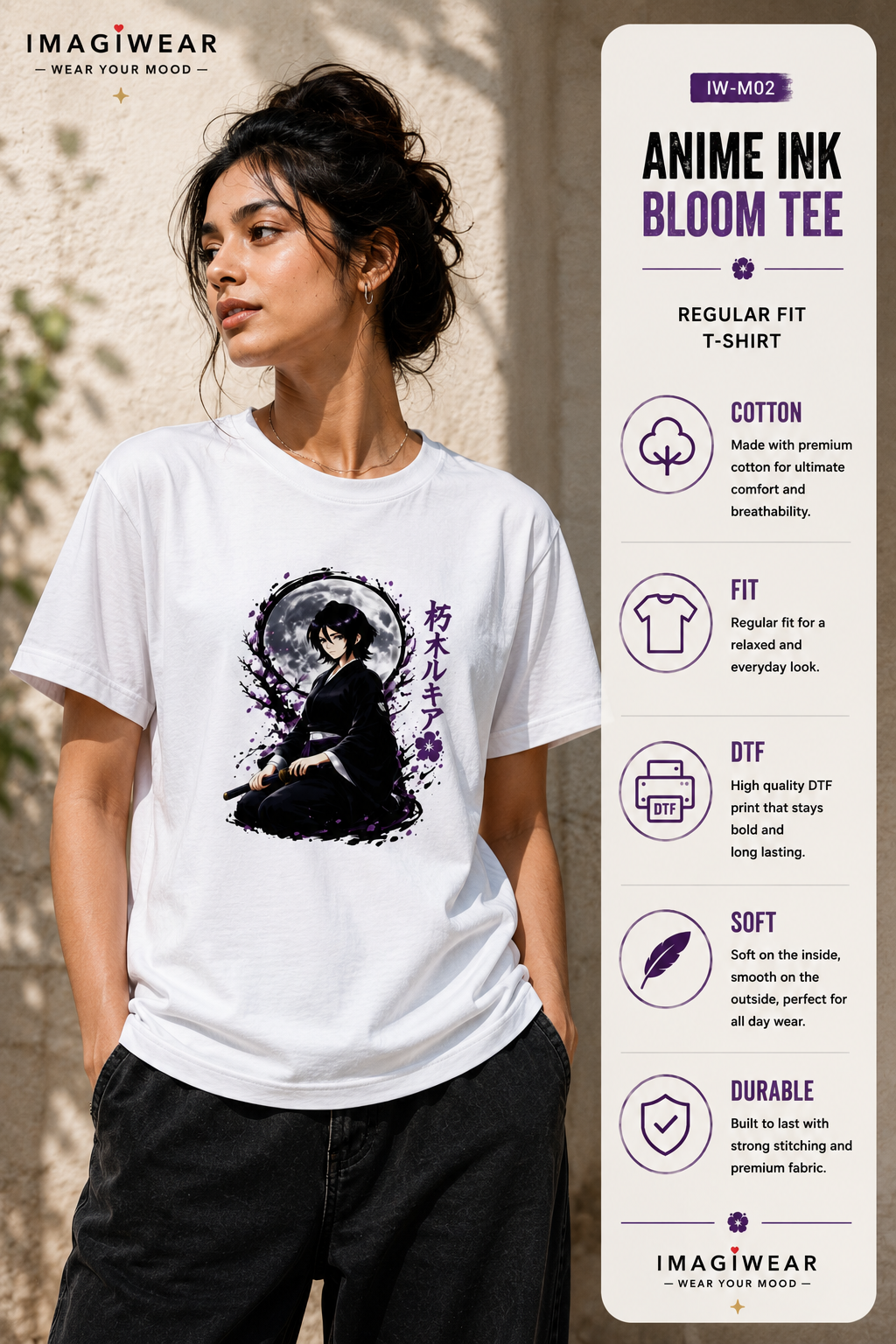 Rukia Moonlight Anime Graphic T-Shirt – Unisex Regular Fit 180 GSM