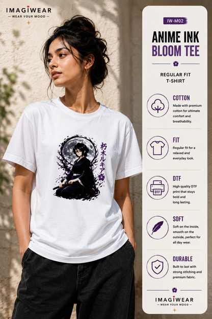 Rukia Moonlight Anime Graphic T-Shirt – Unisex Regular Fit 180 GSM