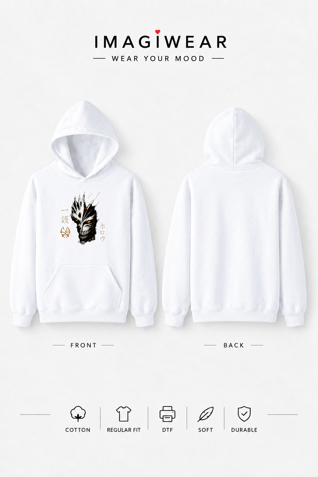 Hollow Anime Graphic Hoodie – Unisex Regular Fit 300 GSM