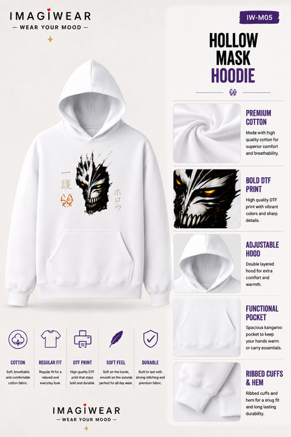 Hollow Anime Graphic Hoodie – Unisex Regular Fit 300 GSM