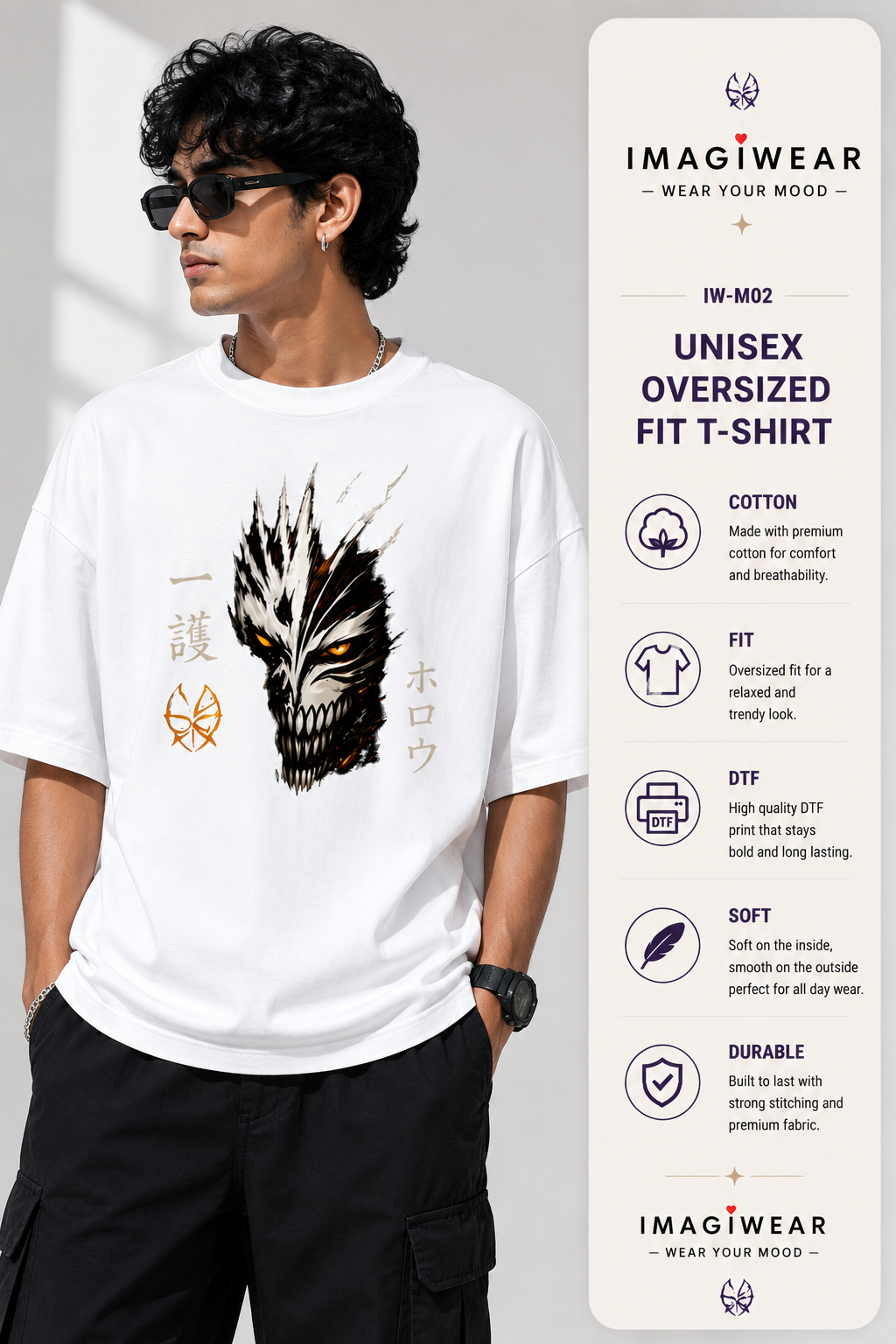 Hollow Anime Graphic Oversized T-Shirt – Unisex 240 GSM