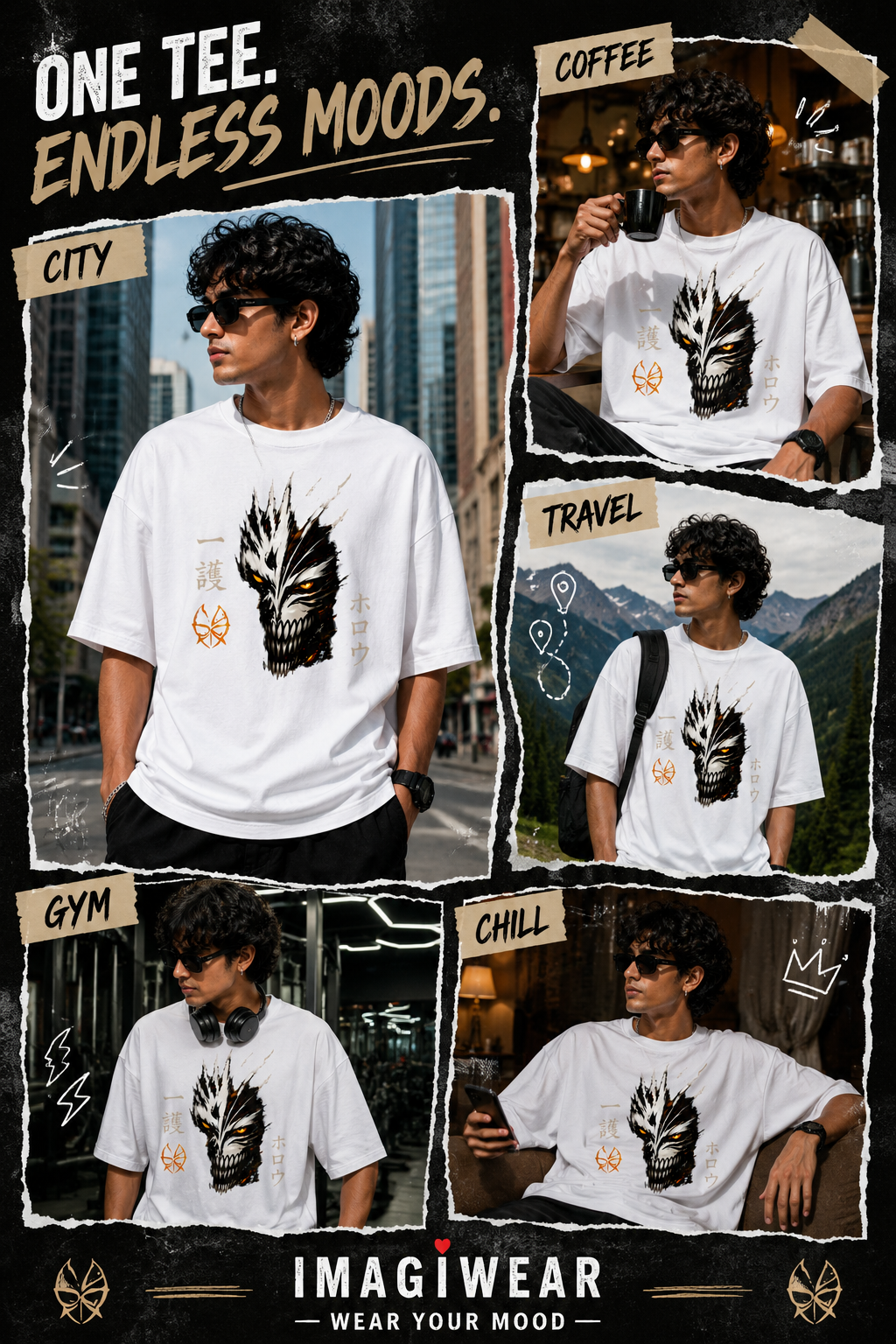 Hollow Anime Graphic Oversized T-Shirt – Unisex 240 GSM