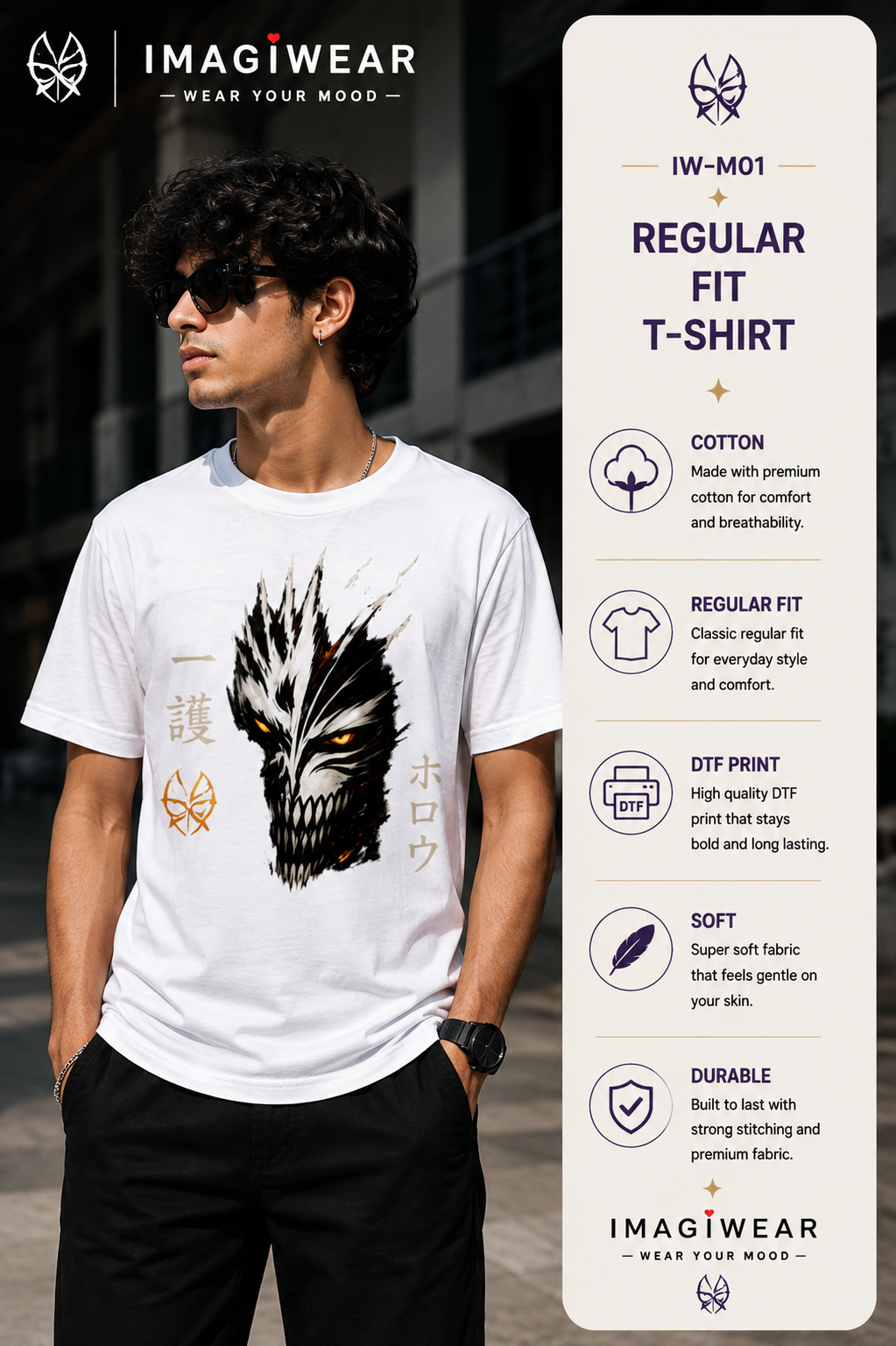 Hollow Anime Graphic T-Shirt – Unisex Regular Fit 180 GSM