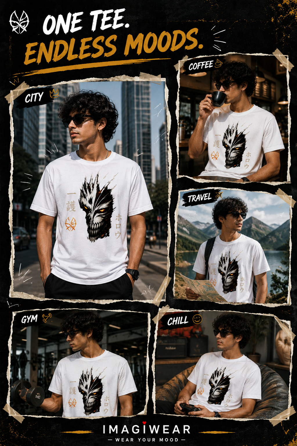 Hollow Anime Graphic T-Shirt – Unisex Regular Fit 180 GSM