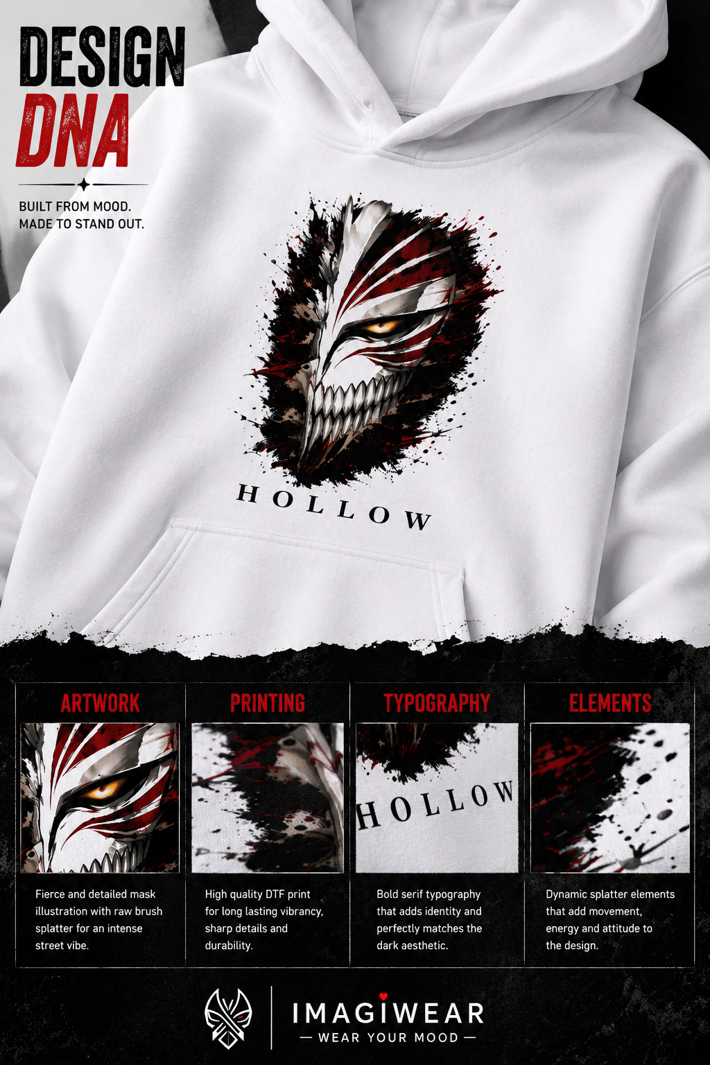 Hollow Anime Graphic Hoodie – Unisex Regular Fit 300 GSM