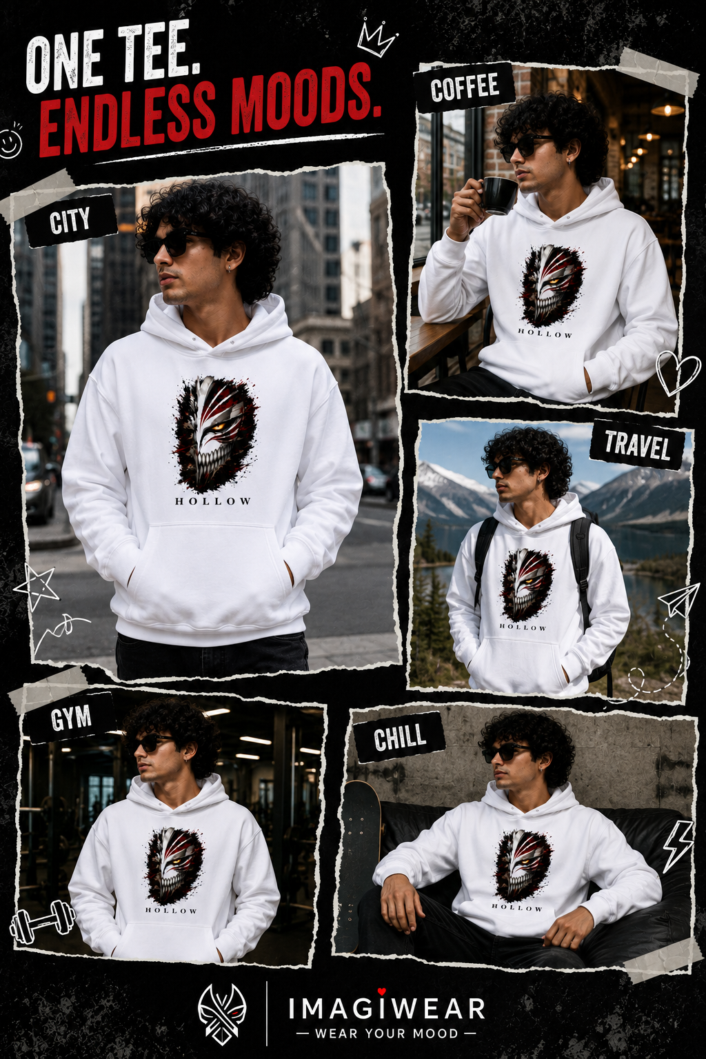 Hollow Anime Graphic Hoodie – Unisex Regular Fit 300 GSM
