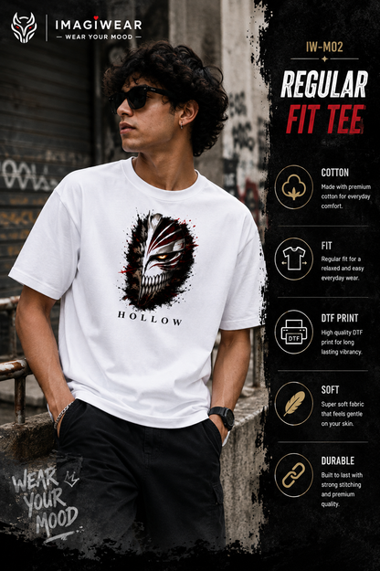 Hollow Mask Anime Graphic Tee – Unisex Regular Fit 180 GSM