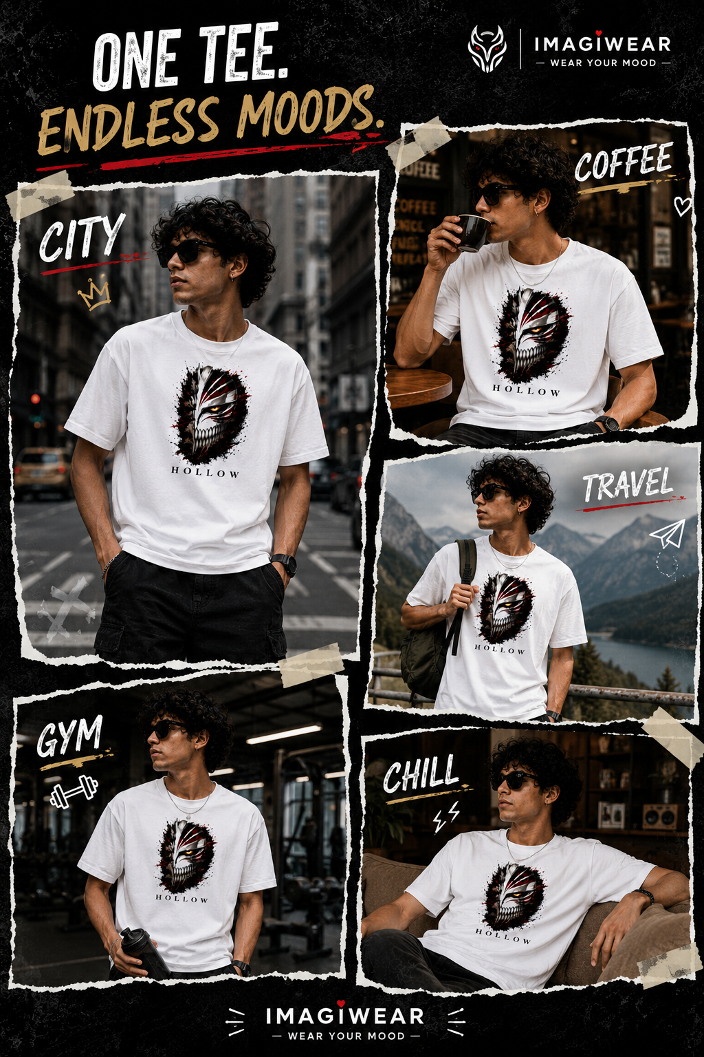 Hollow Mask Anime Graphic Tee – Unisex Regular Fit 180 GSM