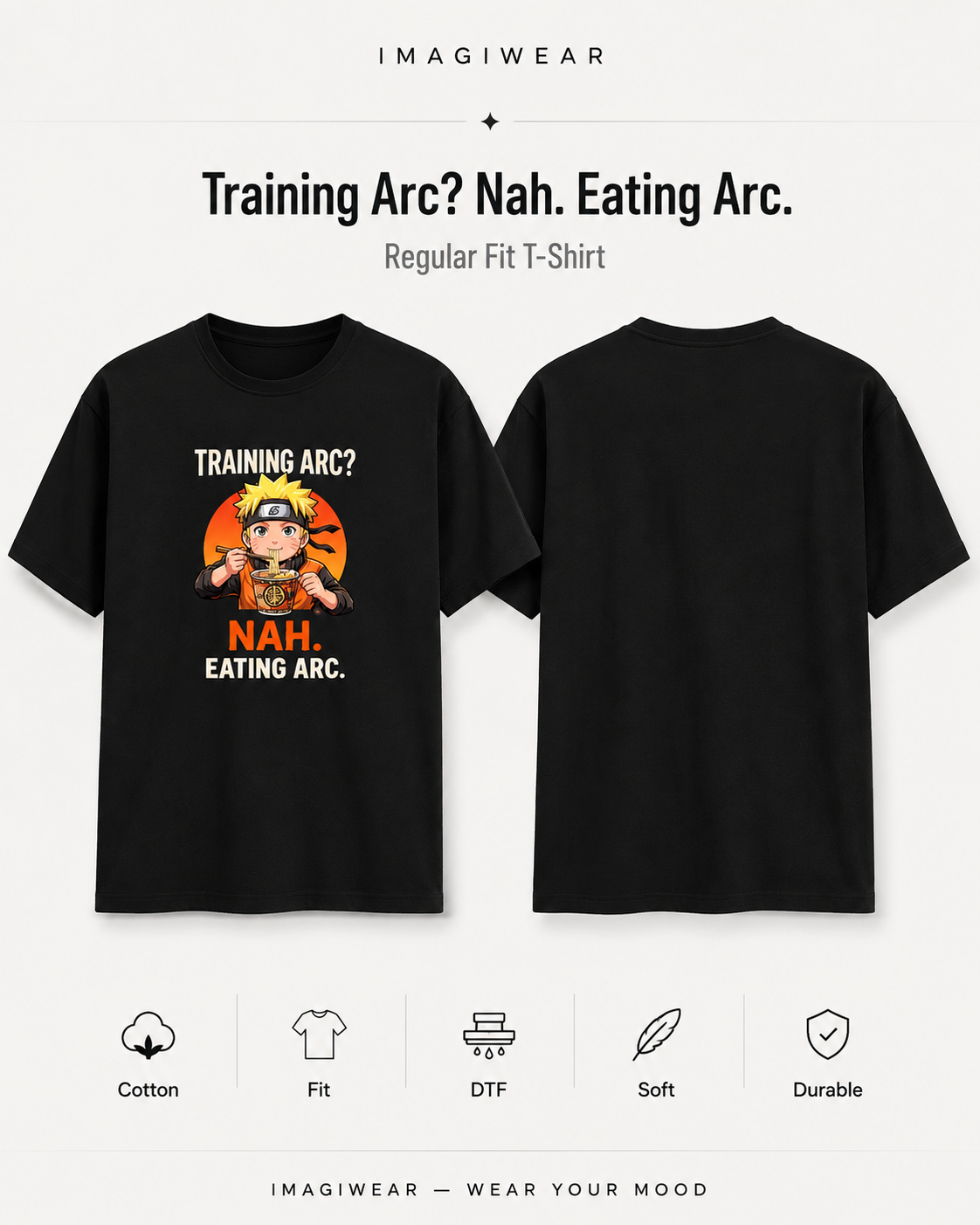 Anime Ramen Regular Fit T-Shirt – Training Arc? Nah. Eating Arc.