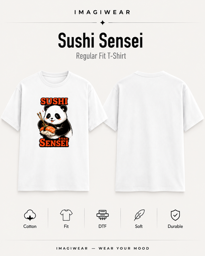 Sushi Sensei Panda – Anime-Inspired Sushi Graphic T-Shirt