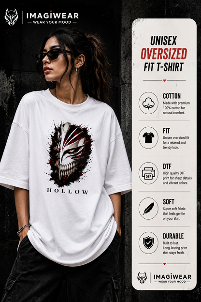 Ichigo Hollow Mask Oversized T-Shirt – Bleach Anime Unisex 240 GSM