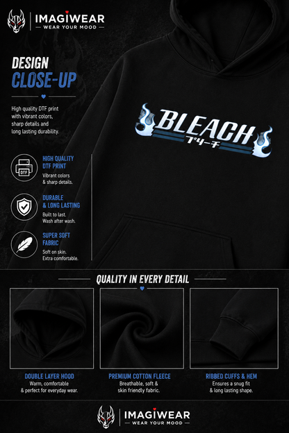 Bleach Anime Logo Graphic Hoodie – Unisex Regular Fit 300 GSM