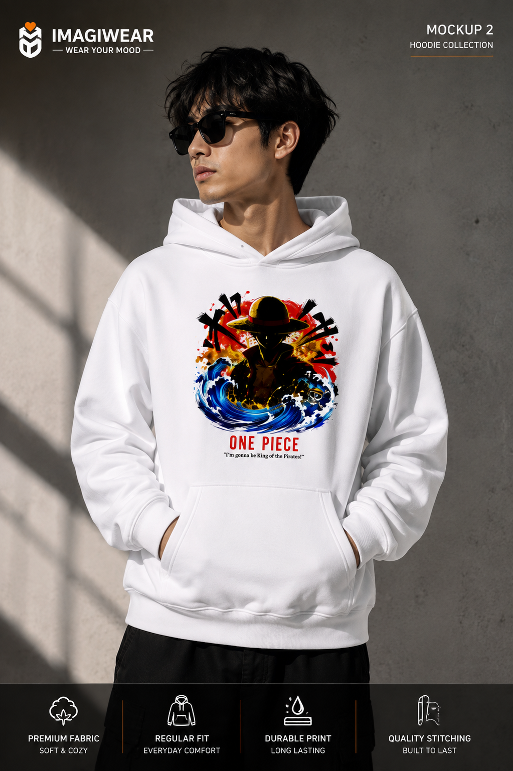 Monkey D. Luffy One Piece Ocean Graphic Hoodie – Unisex Regular Fit 300 GSM