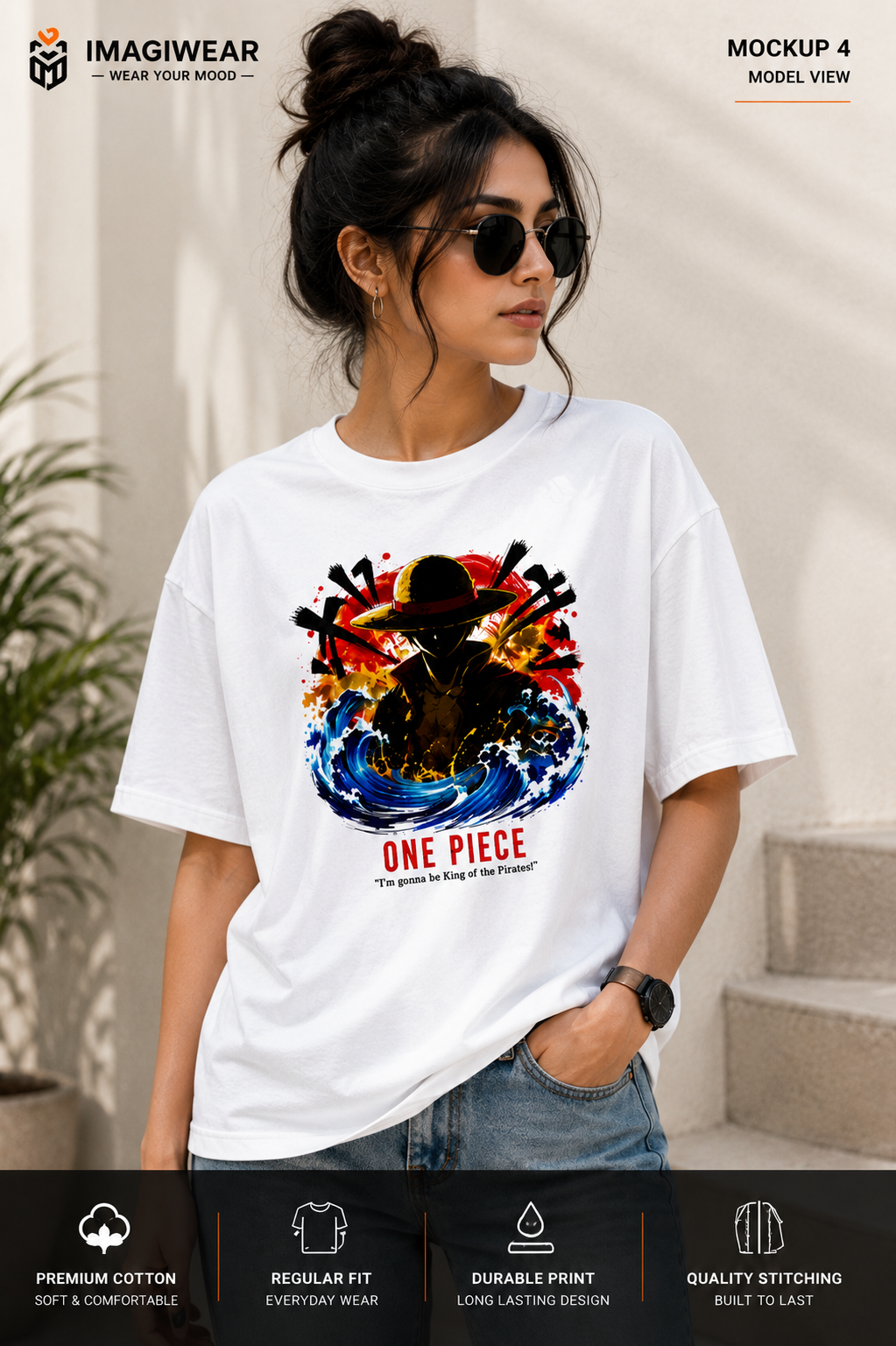 Monkey D. Luffy One Piece Ocean Graphic T-Shirt – Unisex Regular Fit 180 GSM