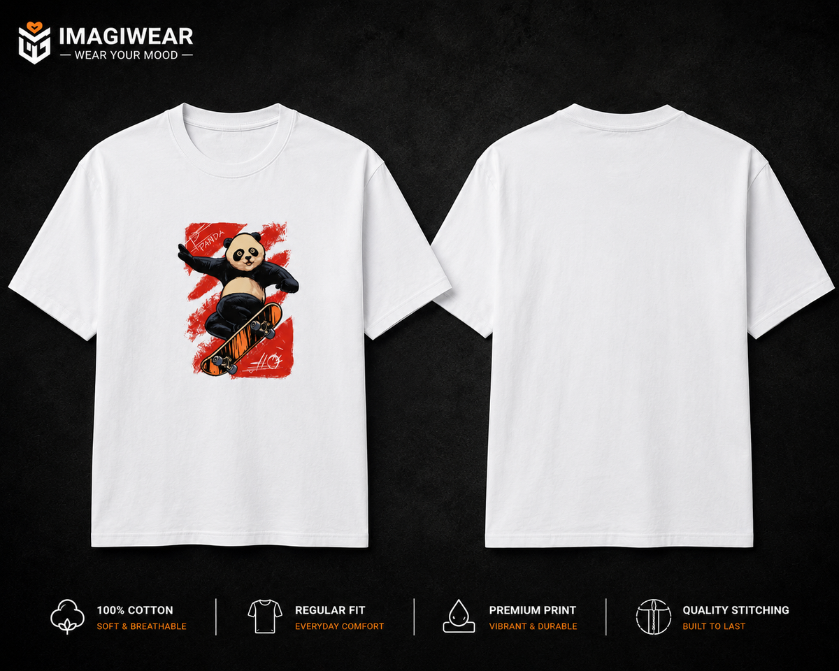 Po Panda Skateboard Graphic T-Shirt – Kung Fu Panda Inspired Unisex Regular Fit 180 GSM
