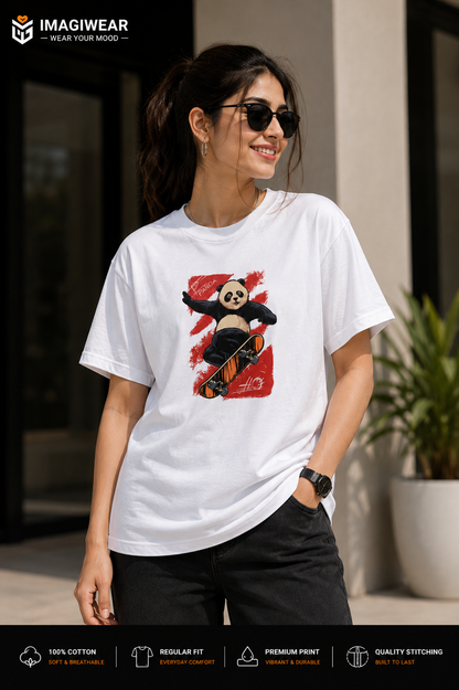 Po Panda Skateboard Graphic T-Shirt – Kung Fu Panda Inspired Unisex Regular Fit 180 GSM