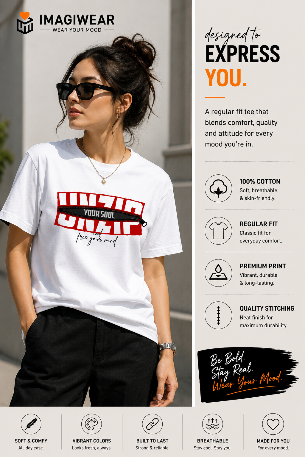 Unzip Your Soul Graphic T-Shirt – Unisex Regular Fit 180 GSM