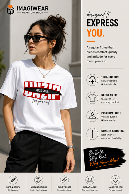 Unzip Your Soul Graphic T-Shirt – Unisex Regular Fit 180 GSM