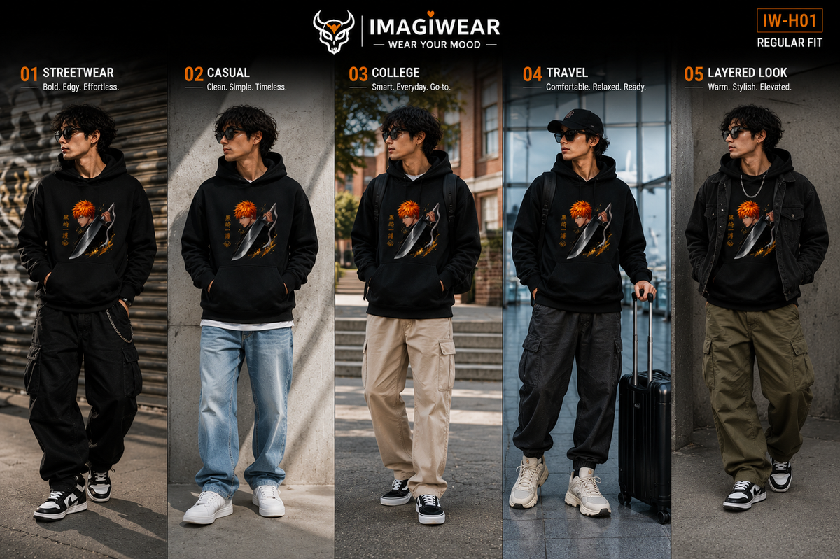 Ichigo Kurosaki Zangetsu Graphic Hoodie – Bleach Anime Unisex Regular Fit 300 GSM