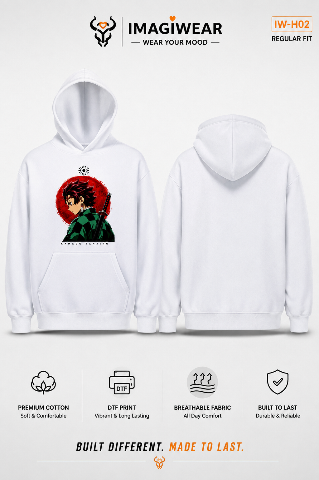 Tanjiro Kamado Sun Graphic Hoodie – Demon Slayer Unisex Regular Fit 300 GSM