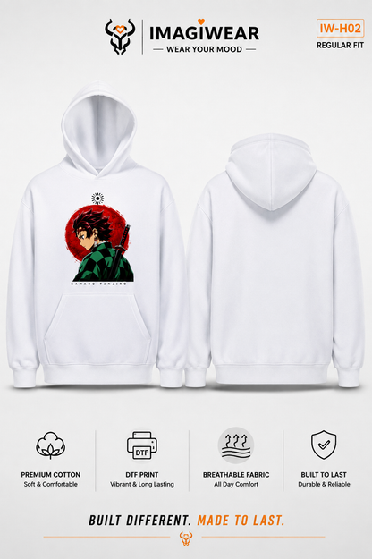 Tanjiro Kamado Sun Graphic Hoodie – Demon Slayer Unisex Regular Fit 300 GSM
