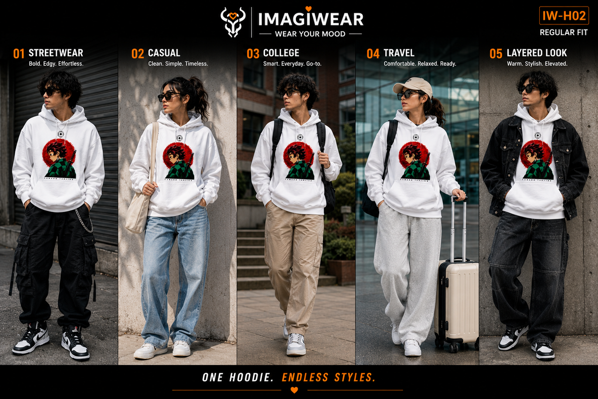 Tanjiro Kamado Sun Graphic Hoodie – Demon Slayer Unisex Regular Fit 300 GSM