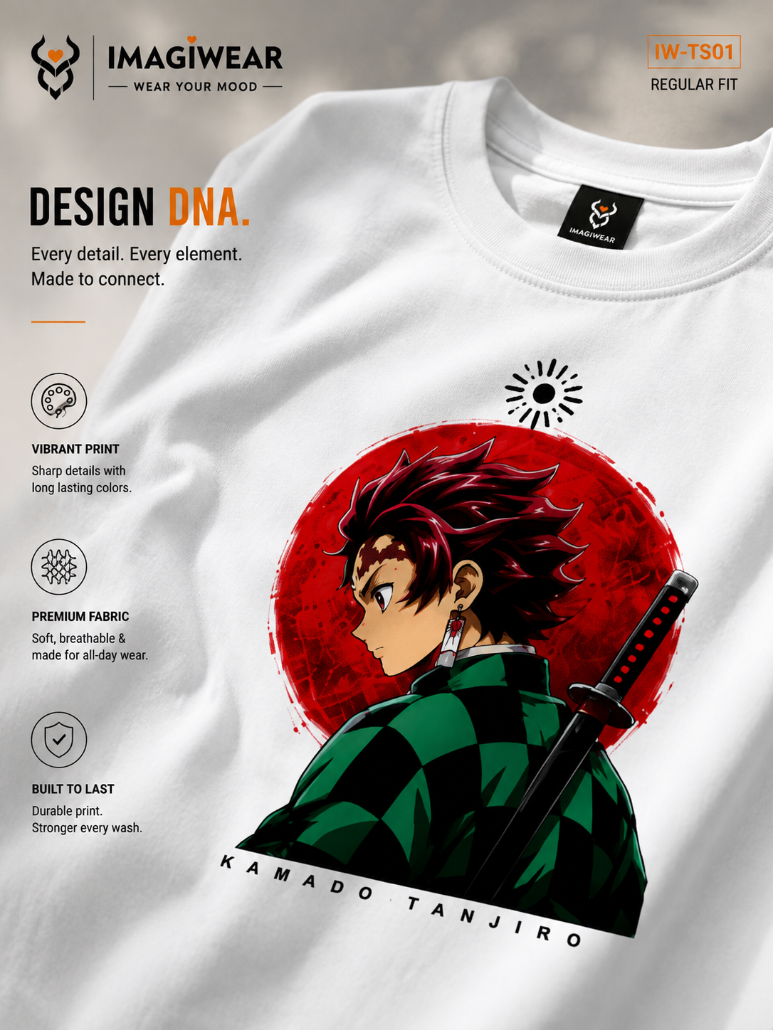 Tanjiro Kamado Sun Crest T-Shirt – Demon Slayer Anime Unisex Regular Fit 180 GSM
