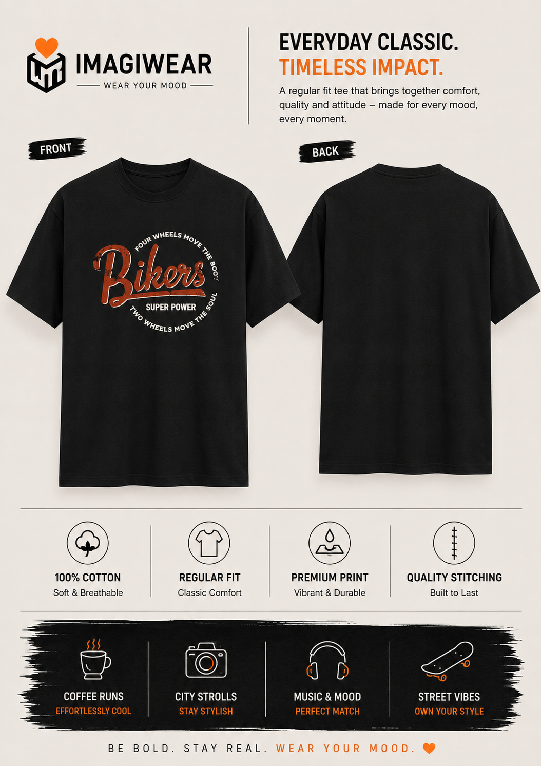 Bikers Super Power Graphic T-Shirt – Unisex Regular Fit 180 GSM