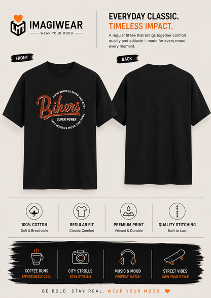 Bikers Super Power Graphic T-Shirt – Unisex Regular Fit 180 GSM