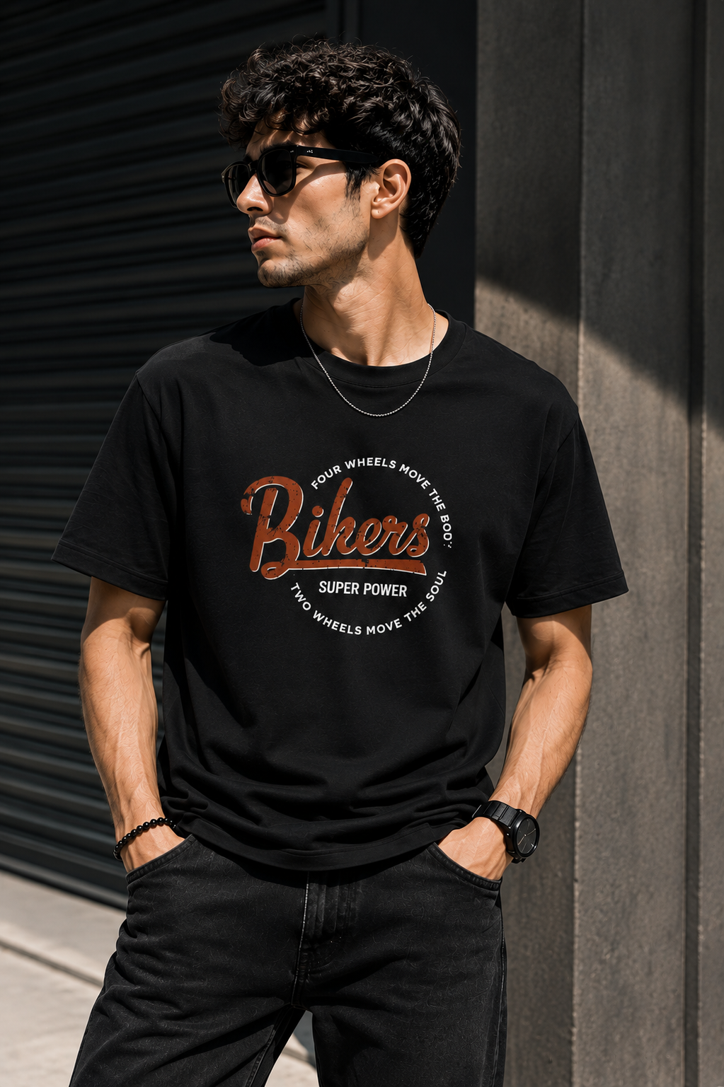 Bikers Super Power Graphic T-Shirt – Unisex Regular Fit 180 GSM