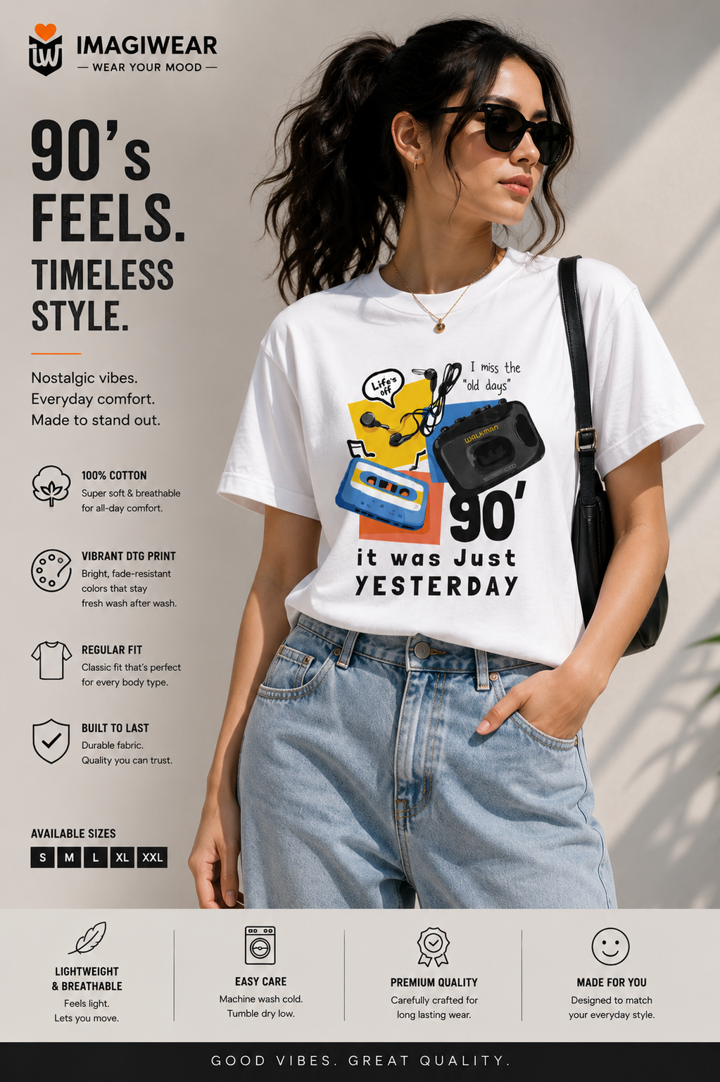 90s Nostalgia Cassette T-Shirt – It Was Just Yesterday | Unisex Regular Fit 180 GSM